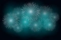 White fireworks effect on blue background. Festive firework cracker in night sky. Vector illustrati