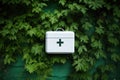 a white first aid box on a green wall