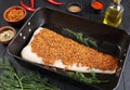 White fish fillet prepared to be baked Royalty Free Stock Photo