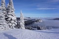 Views of Skiers Heaven: Whitefish Mountain Resort Bluebird Day Royalty Free Stock Photo