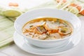 White Fish Seafood Soup with Herb Bowl Side View Royalty Free Stock Photo