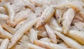 White fish whole fillets raw, chilled ice on market, selective focus Royalty Free Stock Photo