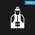 White Fisherman icon isolated on black background. Vector