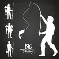 White fisherman silhouette vector design