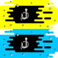 White Fishing hook and worm icon isolated on black background. Fishing tackle. Vector Royalty Free Stock Photo