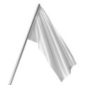 White flag on flagpole at rest empty mockup, flag isolated on white background. Blank Mock-up for your design projects Royalty Free Stock Photo