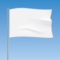 White flag waving on a blue sky background.