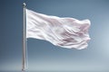 White flag waving in the wind on flagpole, isolated on gray background, closeup Royalty Free Stock Photo