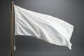 White flag waving in the wind on flagpole, isolated on gray background, closeup Royalty Free Stock Photo