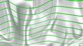 White flag whit green lines to the wind. Royalty Free Stock Photo