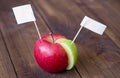 White flags thumbtack on chart made from apple Royalty Free Stock Photo