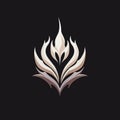 Fantasy Flame Shaped Icon On Black Background With Botanicals Royalty Free Stock Photo