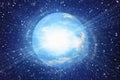 White flash of space earth planet in cosmos sky backgrounds Royalty Free Stock Photo