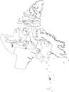 White map of the regions of NUNAVUT, CANADA