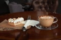 Coffee cup and dessert