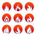 White flat fire icons in fire rounds design