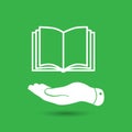 white flat hand giving the book icon Royalty Free Stock Photo