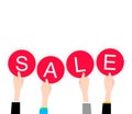 White flat Hands holding sale lable black friday