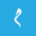 White flat little seahorse logo design vector graphic symbol icon sign illustration creative idea