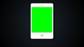 White flat phone white screen with chroma key, modern smartphone design, 3d rendering background.