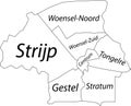 White tagged districts map of EINDHOVEN, NETHERLANDS