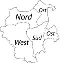 White tagged boroughs map of MÃâNCHENGLADBACH, GERMANY