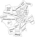 White tagged districts map of MÃâNCHENGLADBACH, GERMANY