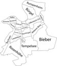 White tagged districts map of OFFENBACH AM MAIN, GERMANY