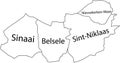 White tagged municipalities map of SINT-NIKLAAS, BELGIUM