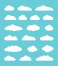 White flat vector simple clouds icons set