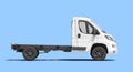 white flatbed truck for car branding and advertising right view 3d render on blue background