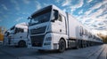 White Fleet on Standby - Several Trucks Poised for Action at a Premier Truck Shipping Company