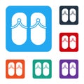 White Flip flops icon isolated on white background. Beach slippers sign. Set icons in color square buttons. Vector Royalty Free Stock Photo