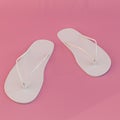 white flip flops isolated on pink background Royalty Free Stock Photo