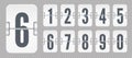 White flip mechanical score board numbers. Vector template for time counter or web page timer