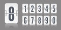 White flip mechanical score board numbers. Vector template for time counter or web page timer