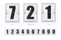 White Flip Scoreboard Number Set with Reflection, Mechanical Split-Flap Countdown Timer and Calendar Royalty Free Stock Photo