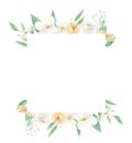 White Floral Square Frame Green Leaves Floral Leaf Yellow Border