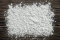 White flour powder on a wooden table Royalty Free Stock Photo