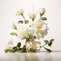 Organic White Roses In Lois Greenfield Style Vase Royalty Free Stock Photo