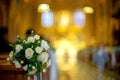 white flower with blur church background wedding Royalty Free Stock Photo