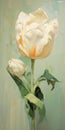 White Tulips: Dynamic Brushstrokes And Digital Art Techniques