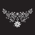 white flower embroidery artwork design for neckline clothing