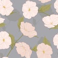 White Flower Foliage Vector Seamless Pattern. Royalty Free Stock Photo