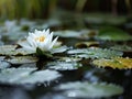 a white flower on a lily pad Royalty Free Stock Photo