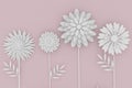 White flower paper origami on pink background in 3D rendering Royalty Free Stock Photo