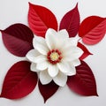 White flower and red leaves wall for background in vintage tone