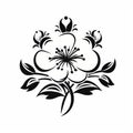 Elegant Black Flower: Japanese Floral Print With Byzantine-style Iconography Royalty Free Stock Photo