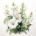 Hand Painted White Flowers: A Realistic And Pastoral Watercolor Illustration