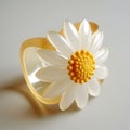 Luxury Daisy Ring: Translucent Layers Of Yellow And White
